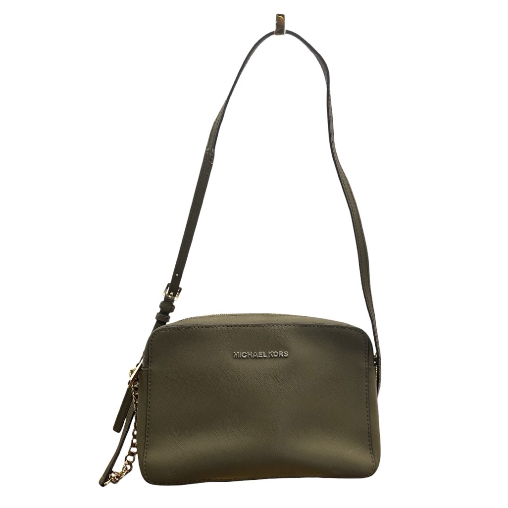 Michael Kors Jet Set Large East West Crossbody Bag Olive Saffiano Leather.